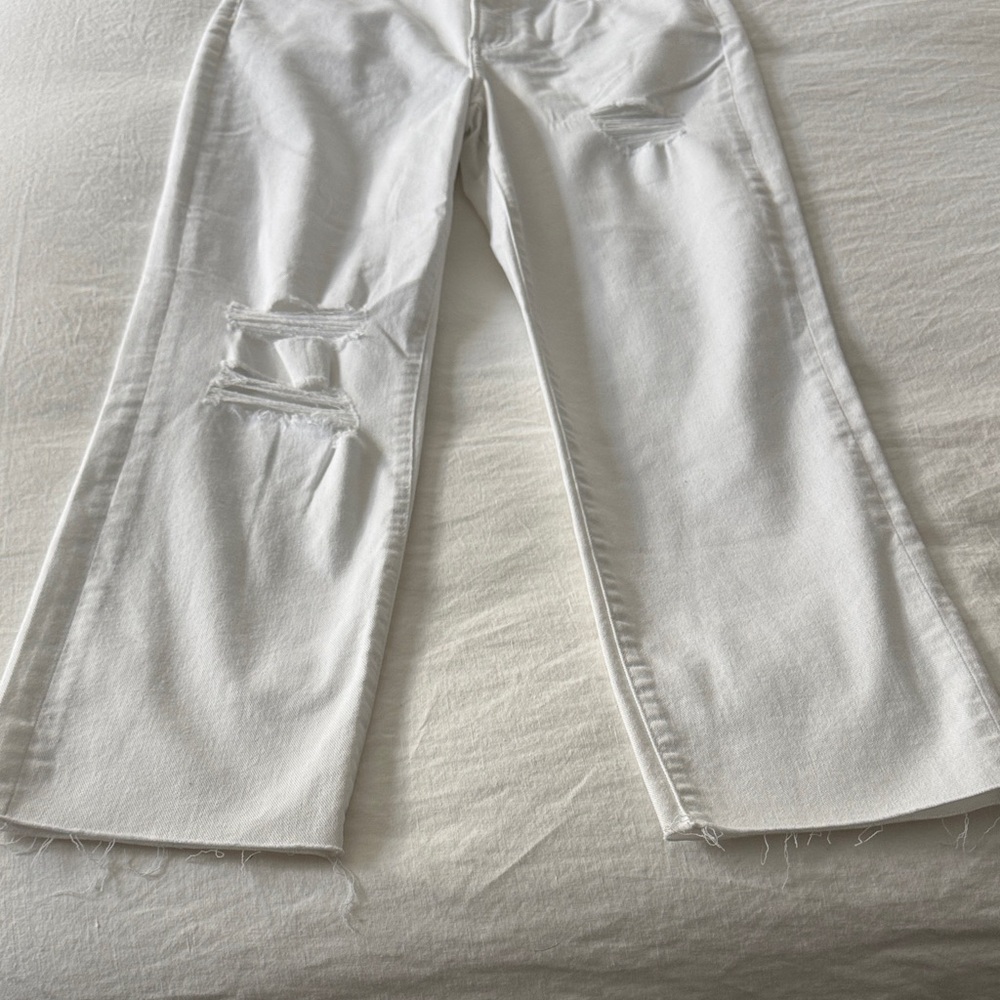 Express White Distressed Flare Jeans